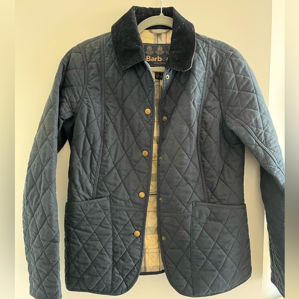 Barbour Women’s Quilted Utility Jacket Navy with Black Cord Collar